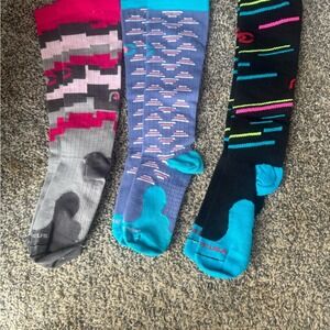 Compression Sock Bundle 3 Pairs Over The Calf Athletic Cushion Made in USA Multi